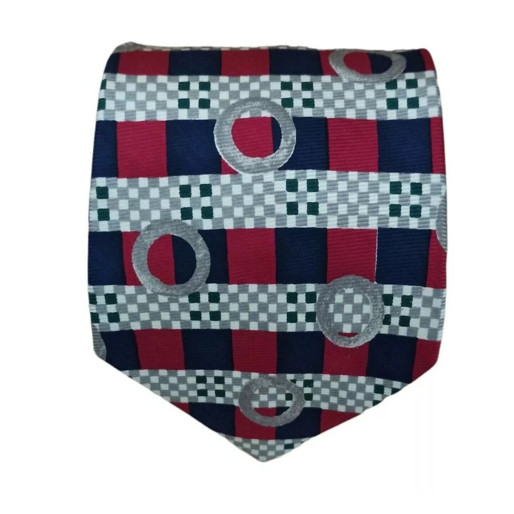 BURBERRYS Blue Geometric Silk Tie USA 57"/ 3.7" EC